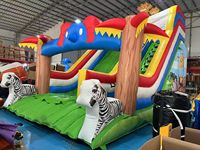 Toboggan gonflable commercial en PVC sur le thème des animaux de la jungle, toboggan gonflable pour enfants sur le thème du zèbre, idéal pour la location de fêtes et les parcs d'attractions