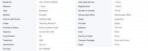 Trinocular đầu kính hiển vi sinh học với 7inch màn hình XSZ-107SM sinh học Quang Học Kỹ thuật số ống nhòm kính hiển vi - Product Image 4