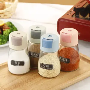PJ0141A Cruet Glass Food Storage and Container Press Controlled Salt Shaker Home Kitchen Storage of Flavoring Jars