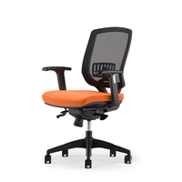 Silla de Oficina Ergonómica Giratoria con Respaldo Medio y Reposabrazos Ajustables, Silla de Escritorio para Computadora con Estándar de Seguridad