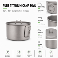 Tasse en titane pur, bol, vaisselle de camping, légère, portable, multifonctionnelle