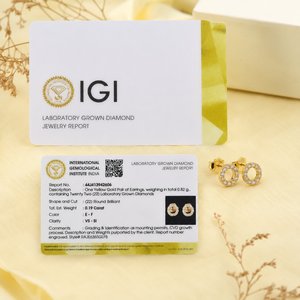 Boucles d'oreilles élégantes ethniques en or jaune massif 14 carats avec diamants de laboratoire certifiés IGI pour femmes, taille brillant ronde, bijoux personnalisés - Product Image 4