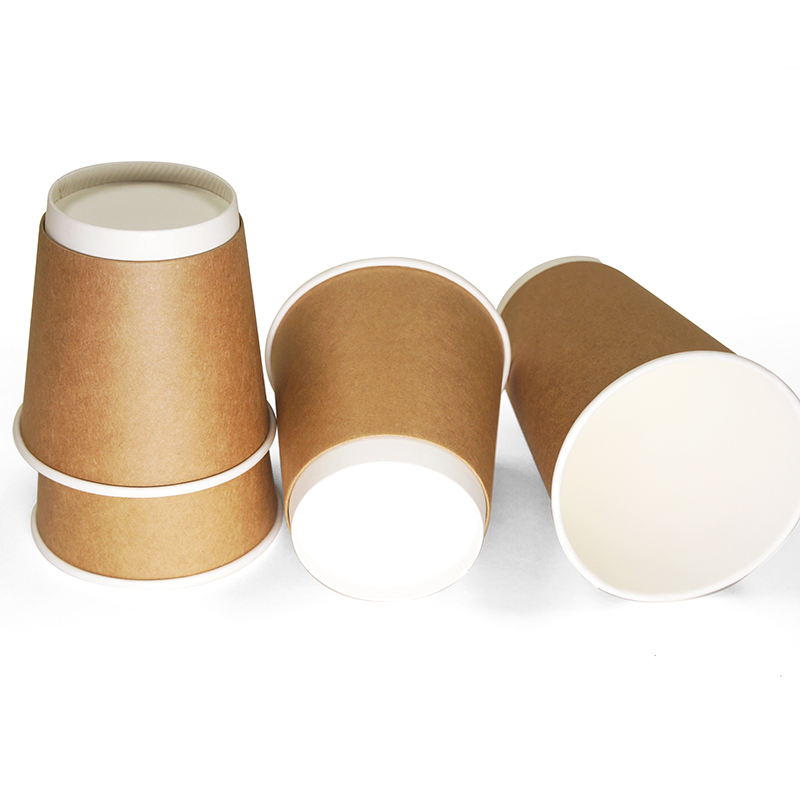 Custom 6 oz Double Wall Disposable Kraft Paper Cup with Lid Food Grade Eco-Friendly & Biodegradable Recyclable Custom Logo