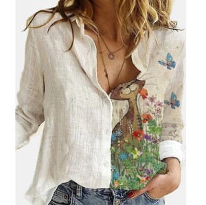 Vendita calda Plus Size camicia modello moda Casual maniche lunghe <span class=keywords><strong>camicetta</strong></span> donna Top - Product Image 3