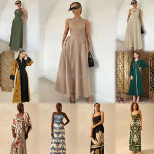 Femmes été a-ligne robe <span class=keywords><strong>broderie</strong></span> florale crêpe découpe avant cintré naturel taille ceinture perles doux Style crêpe découpe - Product Image 1