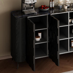 خزانة مدخل على الطراز الإيطالي فاخرة وخفيفة قابلة للتخصيص، خزانة جانبية خشبية سوداء للزينة، وحدة تخزين عصرية لغرفة الطعام والمعيشة 2 - Product Image 4