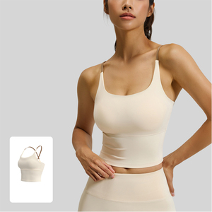 Camiseta de Yoga de Secado Rápido con Espalda Cruzada para <span class=keywords><strong>Mujer</strong></span>, con Almohadillas Extraíbles, Elástica, Agradable al Tacto, para Gimnasio, Fitness, Deportes, Running y Yoga - Product Image 2