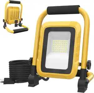 5000LM LED Work Light 30W Portable Flood Light With Socket With Stand Angel Adjustable Worklight For Workshop Garage