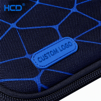 Étui de transport rigide en EVA bleu géométrique personnalisé OEM ODM avec logo, organiseur de technologie portable, sac de voyage, boîte à accessoires antichoc et étanche