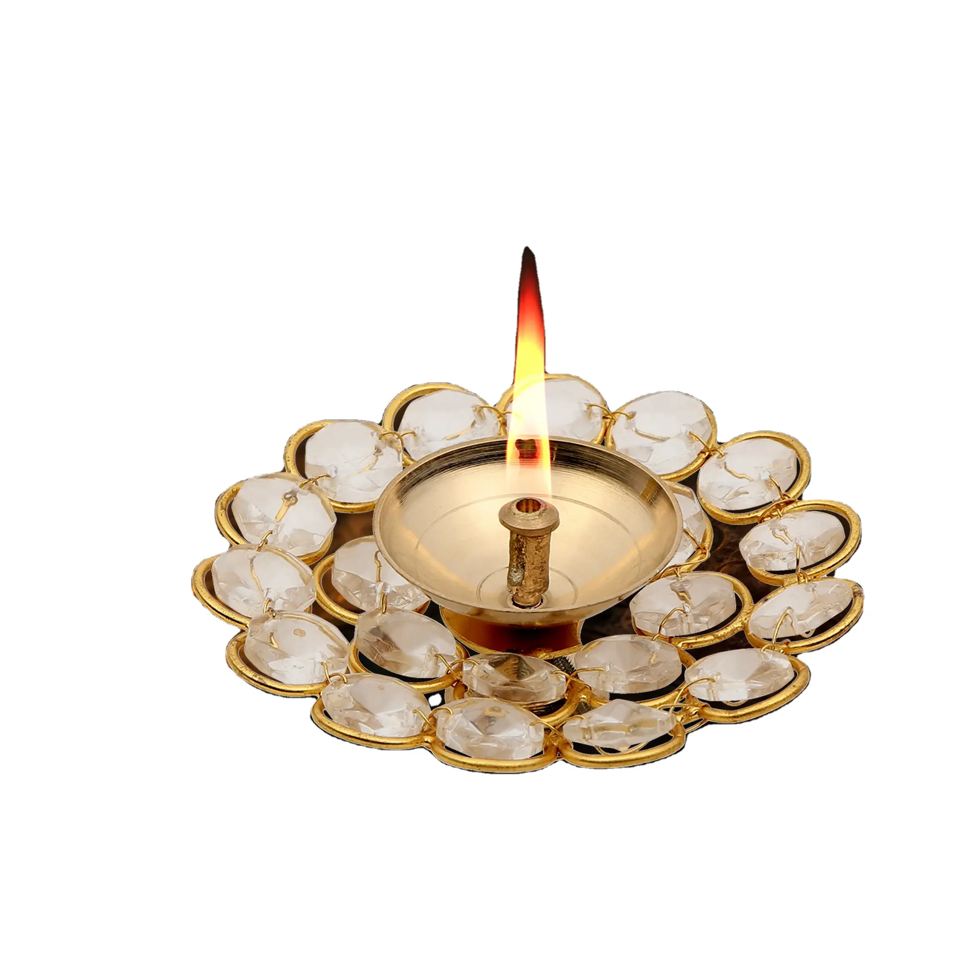 Đèn dầu diya độc đáo với nắp thủy tinh cho puja trang trí nhà và Diwali Brass kuber diya cho puja hàng ngày và thời gian lễ hội