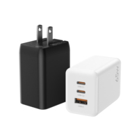 Chargeur rapide GaN Tech 65W à vente chaude, chargeur rapide Tender PD 65W avec 2 C 1A multi-ports, prise US pour smartphone