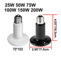 Lámpara de Calor para Reptiles de Cerámica Blanca y Negra, Suministro de Fábrica, 50W 75W 100W 150W 200W 250W