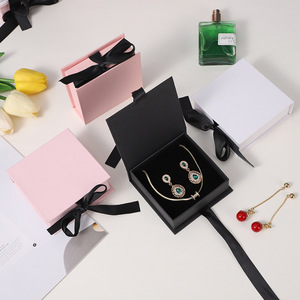 Caja de Joyería de Papel con Solapa de Listón, Mini Caja de Joyería, Juego de Cajas de Joyería Magnéticas Personalizadas al por Mayor - Product Image 2