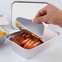 Boîte à lunch rectangulaire jetable en aluminium de qualité alimentaire pour la restauration, les plats à emporter et la livraison