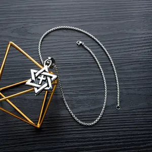 Vintage Classic Judaism 6 Pointed Star Small Cross Pendant Personalized Necklace