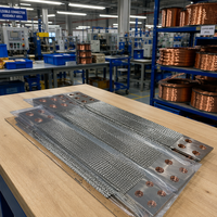 Bande de mise à la terre flexible en cuivre étamé tressé, type plat, avec 4 trous de raccordement pour panneaux électriques, marque CHHP