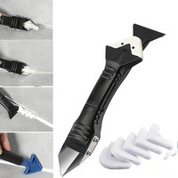 Spatule en silicone 5 en 1 pour le nettoyage des fenêtres, l'élimination de la colle, le racloir à joint, l'organisateur de mastic, le grattoir en silicone, le kit de nettoyage des joints