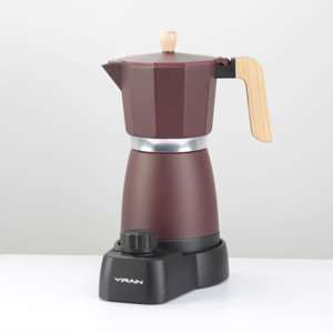 Cafetera eléctrica <span class=keywords><strong>moka</strong></span> de aluminio con temporizador, nueva máquina de café de madera con temporizador, apagado automático, 2023 - Product Image 5