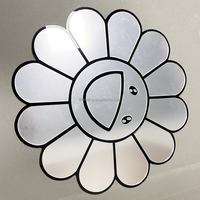 Miroir acrylique personnalisé décor autocollant mural adhésif découpé au laser argent 3d forme soleil fleur hibou lapin grand miroir acrylique