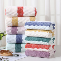 FF3866 Serviette de bain personnalisée en velours corail non pelucheuse Ensemble cadeau Voyage Maison Salle de bain Doux Absorbant 2 Pièces Ensemble de serviettes de bain à rayures