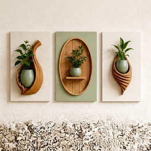 Jardinières murales sculptées à la main, design minimaliste, toile imperméable pour plantes vertes d'intérieur, pots de fleurs décoratifs suspendus - Product Image 1