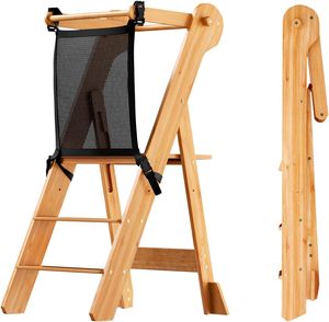 Tour d'apprentissage pliable à hauteur réglable, tabouret de cuisine pour enfants, chaise haute pour tout-petits - Product Image 1