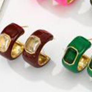 Orecchini pendenti in acciaio inossidabile con strass, orecchini alla moda per donna, gioielli da festa, placcati in oro, stile trendy. - Product Image 6