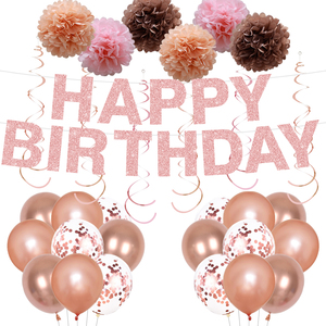 Decoración de Fiesta de Cumpleaños en Oro Rosa con Cortinas con Flecos y Globos, Ideal para una Fiesta de Princesa para Niñas - Product Image 6