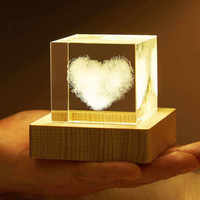 Veilleuse en verre cristal K9 de haute qualité, cube 3D poli, gravure laser personnalisée, décoration d'intérieur LED, cadeau, vente en gros