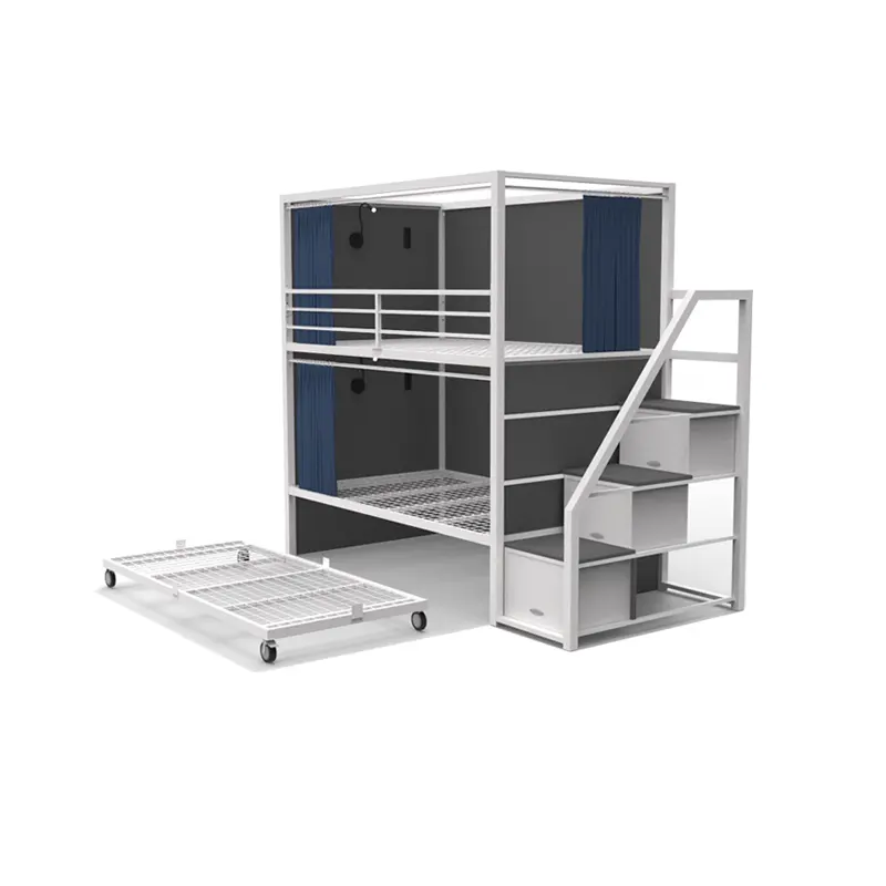 Cama de dossel escolar para loft e acomodação 2024, moderna, de metal, divano, em forma de beliche, para escola, casa, hotel, albergue, 10 conjuntos