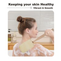 Brosse de bain en bois de hêtre naturel à long manche avec tampon exfoliant en fibres de sisal naturelles tissées pour le dos, logo personnalisé