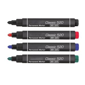 Marcador permanente tipo bala 520, tinta resistente al agua, color ideal para escritura y marcado en diversas superficies. - Product Image 1