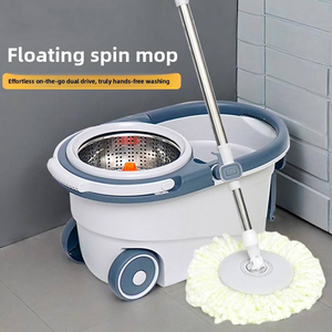 Sistema <span class=keywords><strong>di</strong></span> Pulizia Domestica con Mop Rotante a 360 Gradi, Testa Rotonda in Acciaio e Microfibra, con Secchio per Pulizia Pavimenti - Product Image 2