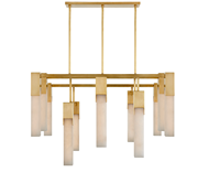 Lampe suspendue pour îlot de cuisine, style ferme traditionnelle, en laiton et pierre d'albâtre, blanc chaud 3500K, incandescente