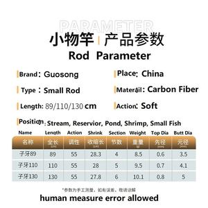 GS Nueva caña de pescar Fibra Pesca Caña pequeña Acción Es 5/5 Peso más ligero y suave 8,5/9,5G Longitud de contracción 28,3/28/27 cm - Product Image 2