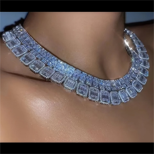 Promotion Iced Bling 5A CZ Zircon Cubique Collier Étincelant Mariage Fiançailles Diamant Chaîne pour Cadeaux Anniversaires Bouddhiste - Product Image 2