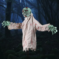 Animatronic Ghost Electric Swinging Skeleton Halloween Scene Decoration Prop Ornament Outdoor Glowing Animated Scared Noise
