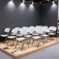 Chaise pliante en plastique blanc à montage rapide avec patins anti-marques pour centre commercial