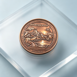 Barre de cuivre fin .999 de 1 oz avec gravure paysage soleil levant et Grande Muraille grue, pièce d'art de collection limitée pour les amateurs. - Product Image 2