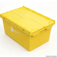 Bac de rangement empilable en plastique jaune avec couvercle intégré pour le stockage