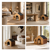 Maisonnette Confortable en Bois pour Animaux de Compagnie avec Design Rectangulaire, Fentes d'Aération, Toit en Tissu – Abri Intérieur Robuste et Douillet pour Chats et Petits Chiens