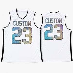 Maillot de basket personnalisé scintillant pour femme – Nom et numéro d'équipe personnalisables – Tenue de sport à paillettes - Product Image 6