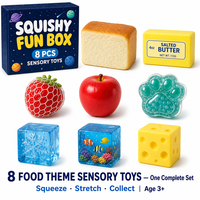Southpeak Toy Squishy Fun Box Food Edition 8PC Jouets sensoriels à presser Pain Fromage Pomme Patte de chat Glaçon Beurre 21x19cm OEM WS