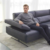 Canapé d'angle moderne en cuir pleine fleur de 3,6 m pour appartement, avec pieds en acier inoxydable, mobilier italien