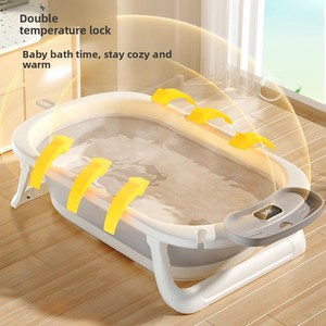 Ensemble de <span class=keywords><strong>baignoire</strong></span> pour bébé sensible à la température avec 3 bacs et <span class=keywords><strong>support</strong></span> de bain <span class=keywords><strong>pliable</strong></span> antidérapant, nouvelle conception - Product Image 2