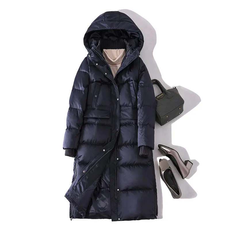 Wholesale Long Down Coat Women Winter Woman Hooded Zipper Down Jacket Down Light Jacket