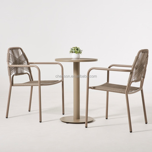 Conjunto de Muebles Modernos para Cafetería, Silla de Cuerda y Mesa Redonda de 2 Plazas para Espacios Pequeños - Product Image 6