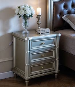 Premium Traditional Champagne Gold 3-<b>Drawer</b> Luxury Nightstand with Round Legs for Bedroom Storage - Product Image 6