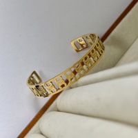 Bracelet ouvert creux rétro en acier inoxydable plaqué or 18 carats pour femme, tendance, étanche, grande marque, luxe léger, marque FANKE