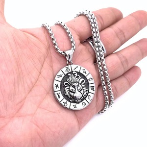 Collar con colgante de constelación del zodiaco de plata tibetana, regalo unisex, joyería con dije redondo para hombres y mujeres, colgante de astrología de 12 signos - Product Image 3